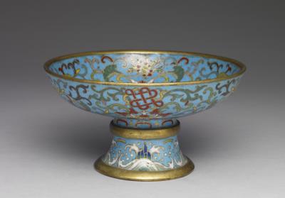 图片[3]-Stem dish with the eight auspicious symbols in cloisonne enamels, Qing dynasty, 18th century-China Archive